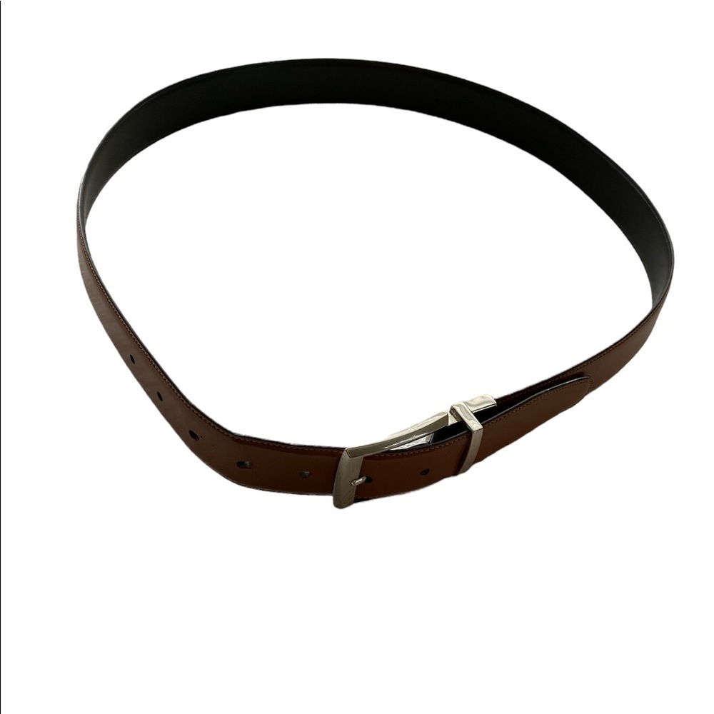 Perry Ellis bonded leather belt silver buckle multiple options for closure Sz 36